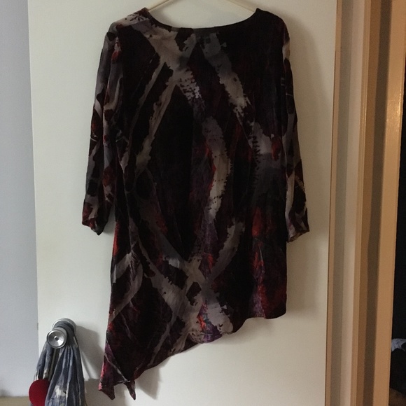 MOTION Lagenlook Multicolor Burn-Out Velvet Artsy Tunic M - Picture 3 of 5